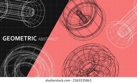 background shape geometric abstract design 3d wireframe effect. vector illustration graphic.