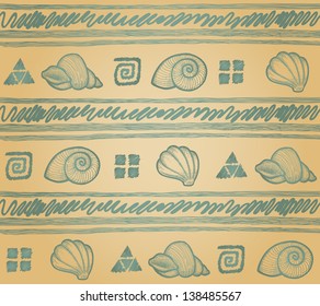 Background with shells in retro style