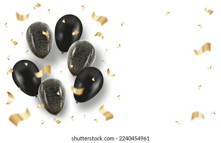 background with shiny balloons and confetti. vector illustration for showing discounts, promotions, sales, invitations
