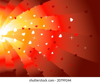 background shiny with bands color red and hearts and shiny stars