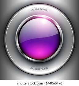 Background with shiny button and metallic elements, vector design.