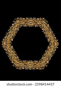 Background with shiny gold polygonal frame, gold background for lettering