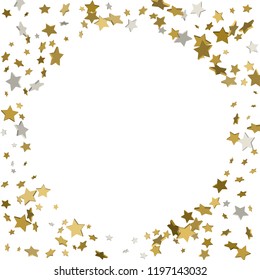 background with shiny gold stars. golden confetti frame