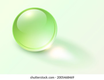 Background with shiny green sphere, 3D glossy ball dynamic vector illustration.