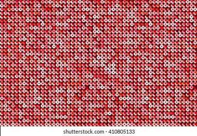 Background with shiny red sequins. Sparkle glitter background. Glittering sequins wall. Eps 10.