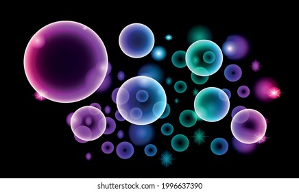 A background of shiny and shiny spherical bubbles with bright colors