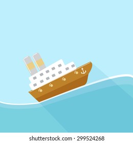 Background a ship on waves