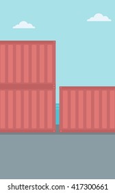 Hintergrund der Schiffscontainer im Hafen.