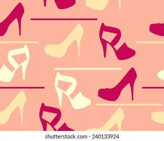 Background shoes and sandals. Vector seamless pattern