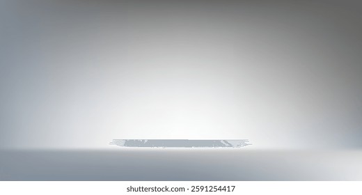 The background should feature a white, limbo space studio design abstract simple background