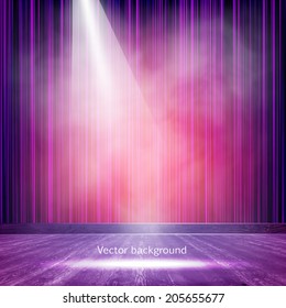 Background in show. Vector interior shined with a projector