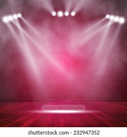 Background in show. Vector interior shined with a projector