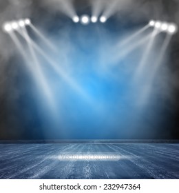 Background in show. Vector interior shined with a projector