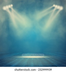 Background in show. Vector interior shined with a projector