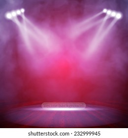 Background in show. Vector interior shined with a projector