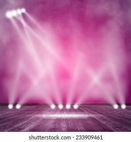 Background in show. Vector interior shined with a projector
