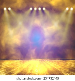 Background in show. Vector interior shined with a projector