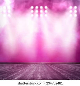 Background in show. Vector interior shined with a projector