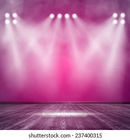 Background in show. Vector interior shined with a projector