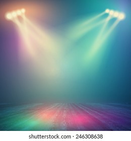 Background in show. Vector interior shined with a projector