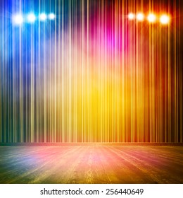 Background in show. Vector interior shined with a projector