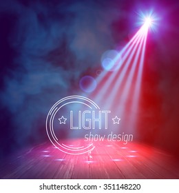 Background in show. Vector interior shined with a projector