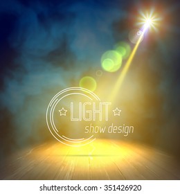 Background in show. Vector interior shined with a projector