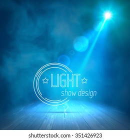 Background in show. Vector interior shined with a projector