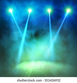 Background in show. Vector interior shined with a projector