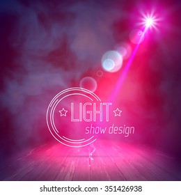Background in show. Vector interior shined with a projector