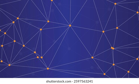 The background showcases a network of polygonal lines and dots, seamlessly linking together, all set against a cool blue hue for a clean, modern feel.

