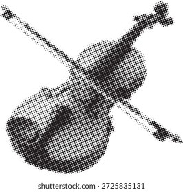 Fondo que muestra un pixelado de un violín con un patrón punteado sobre un fondo blanco. uso de la resolución....