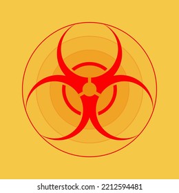 Antecedentes con un signo de peligro biológico. Difusión de radiación después de una explosión nuclear. Ilustración vectorial.