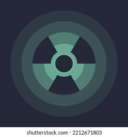 Antecedentes con un signo de peligro biológico. Difusión de radiación después de una explosión nuclear. Ilustración vectorial.