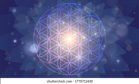 Background with the sign of the Flower of Life, astral space pattern