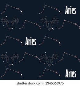 Background with signs and symbols of Aries 