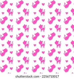 Background with silhouette of cats in pink color.