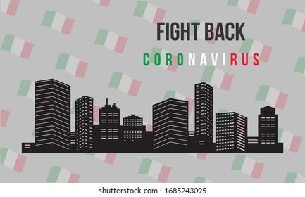 Background silhouette city infected with covid19 disease.