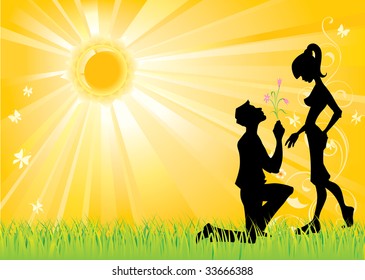 Background with silhouette of couple
