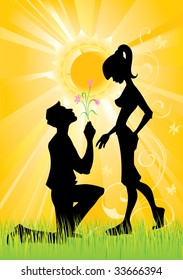 Background with silhouette of couple