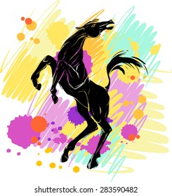 Background with silhouette of horse