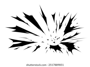 Silhueta de fundo de um efeito de impacto voando a partir da parte inferior direita