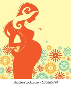 Background with silhouette of pregnant woman