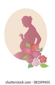 Background with silhouette of pregnant woman 