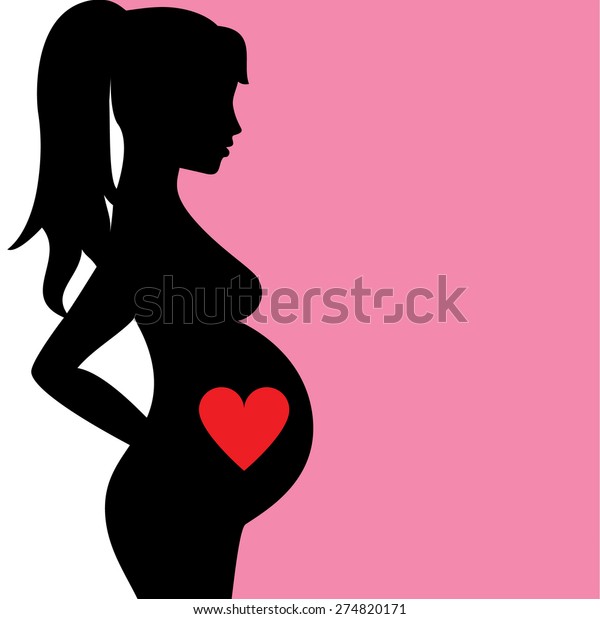 Background Silhouette Pregnant Woman Heart Stock Vector (Royalty Free ...