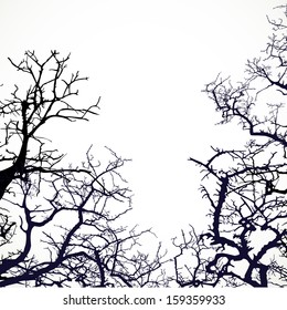 Background with silhouettes of bare branches of trees