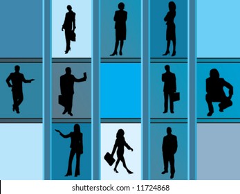 Background with silhouettes of business people