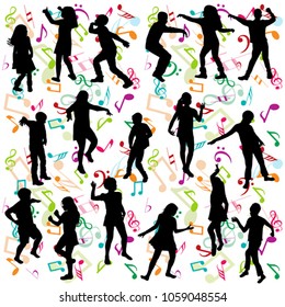 Background with silhouettes of children dancing