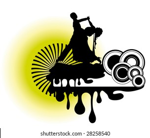 background with silhouettes of dancing couple