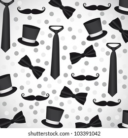 background silhouettes of neckties, ties, hats and mustaches